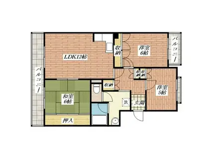 ハイツライラック(3LDK/1階)の間取り写真