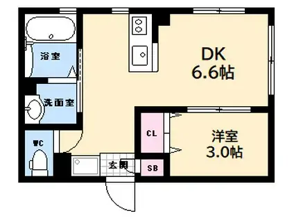 楠木町1丁目(1DK/1階)の間取り写真