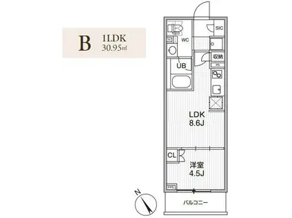 グランエール西日暮里ノース(1LDK/3階)の間取り写真