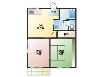 グリーンステージ西浦(2DK/2階)の間取り写真