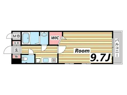 グレンパーク兵庫駅前(1K/9階)の間取り写真