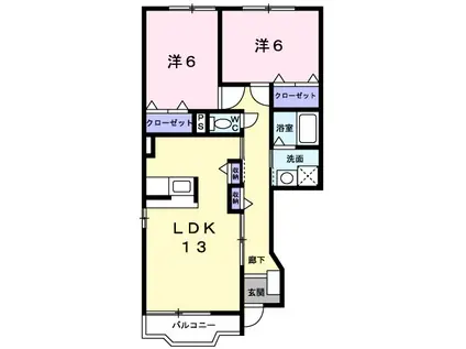 西小路ハイツIII(2LDK/1階)の間取り写真
