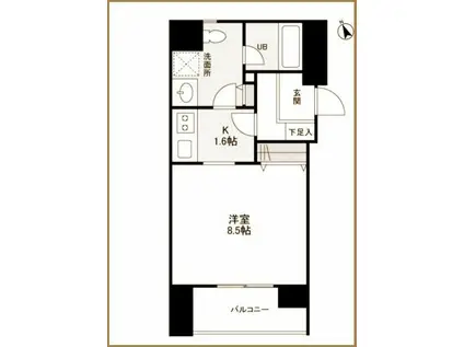 オーキッドプレイス(1K/2階)の間取り写真