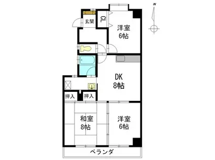 ラ・フォーレ杁ヶ池(3DK/3階)の間取り写真