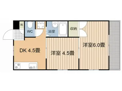 パルティールII(2DK/2階)の間取り写真
