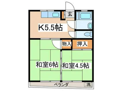 コーポ八木(2K/2階)の間取り写真