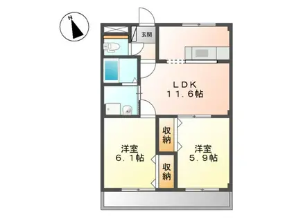 メゾン・ド・エレガンス(2LDK/1階)の間取り写真