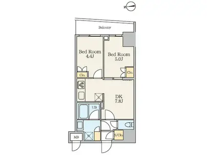 ALIVIS五反野(2DK/8階)の間取り写真