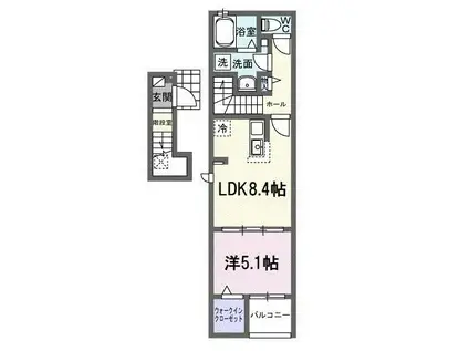 オリーブ坂本 B(1LDK/2階)の間取り写真