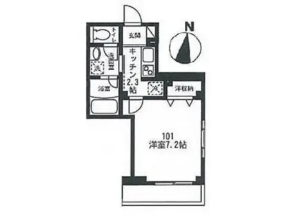 カサ・ヴェルデ(1K/1階)の間取り写真