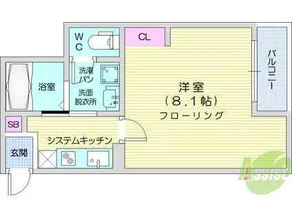 AZUL塩釜3(1K/1階)の間取り写真