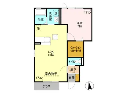 トアロードⅡ(1LDK/1階)の間取り写真