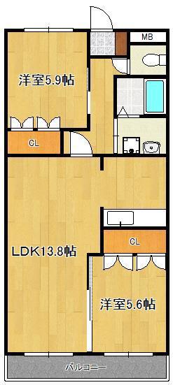 VERS LAVENIR(2LDK/2階)の間取り写真