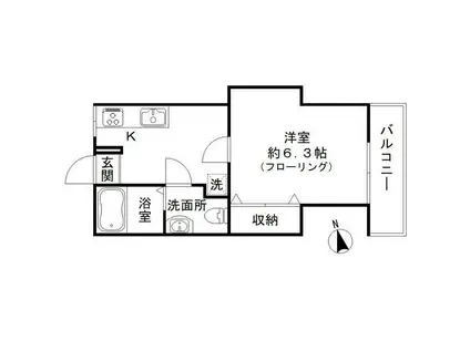 ハウス7(1K/2階)の間取り写真