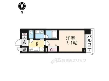 ベラジオ京都烏丸十条Ⅱ(1K/4階)の間取り写真