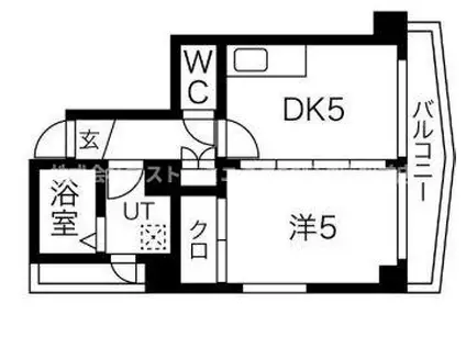 ドームII(1DK/3階)の間取り写真