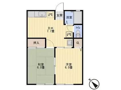 コスモス(2DK/1階)の間取り写真