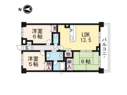 フレンドワンⅢ(3LDK/3階)の間取り写真
