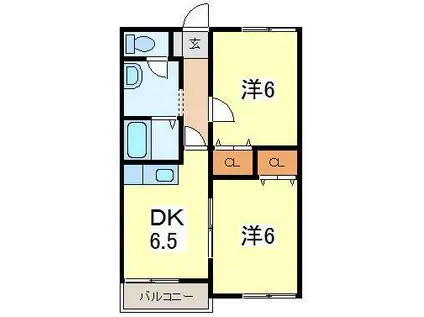 イーリス・ガーデンII番館(2DK/1階)の間取り写真