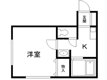 キュービック24 C棟(1K/1階)の間取り写真