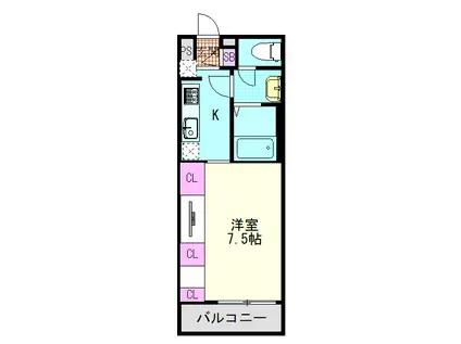 リブリ・ウィスタリア(1K/3階)の間取り写真