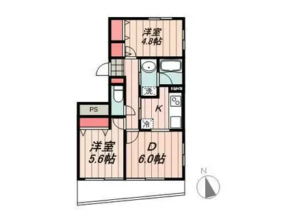 グランス木場公園(2DK/6階)の間取り写真