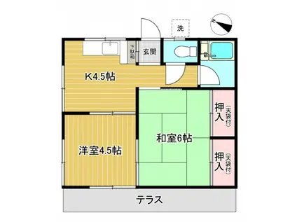 紅葉荘(2DK/1階)の間取り写真