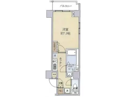 クレイシア戸越公園(1K/7階)の間取り写真