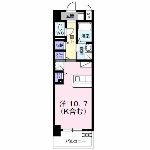エヴァーグリーンO(ワンルーム/8階)の間取り写真