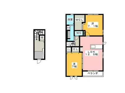 ラフィーネ ヴィーブル I(2LDK/2階)の間取り写真