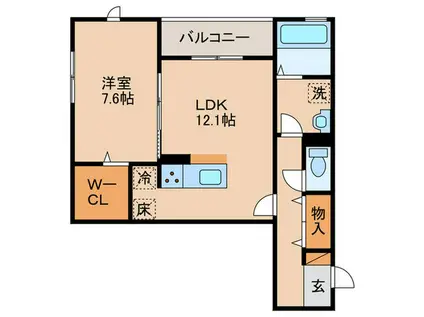 プティペル(1LDK/1階)の間取り写真