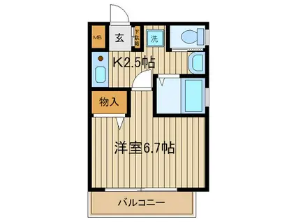 シャルマンエム(1K/2階)の間取り写真