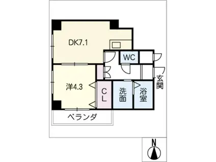 LIEBEN-COURTII(1DK/1階)の間取り写真