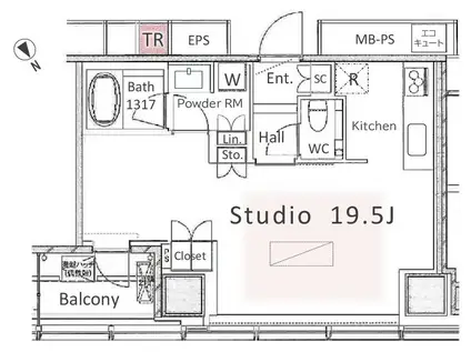 ワテラスタワーレジデンス(ワンルーム/32階)の間取り写真