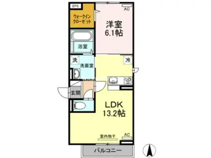 フルール(1LDK/2階)の間取り写真
