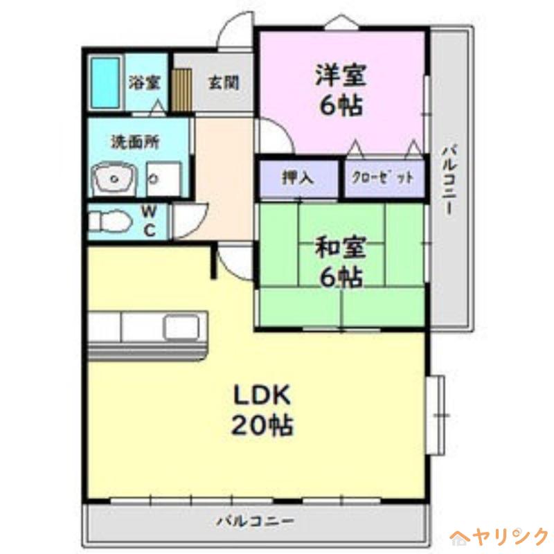 アップルコート(2LDK/2階)の間取り写真