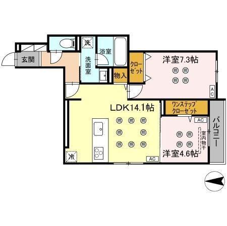 CREST COURT(2LDK/2階)の間取り写真