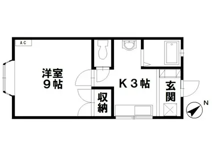 マーセルサワムラII(1K/1階)の間取り写真