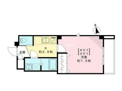 レジデンス横網(1K/4階)の間取り写真