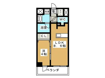 シティインデックス神田(1LDK/14階)の間取り写真