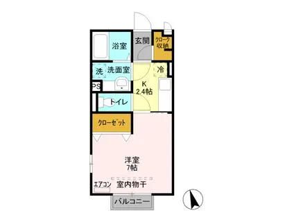 ニシガハラハイツ(1K/1階)の間取り写真