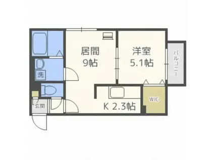 ウエストコースト南平岸(1LDK/1階)の間取り写真