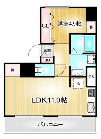 ライオンズマンション新栄第2(1LDK/11階)の間取り写真