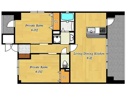 SPERANZA舟入南(2LDK/2階)の間取り写真