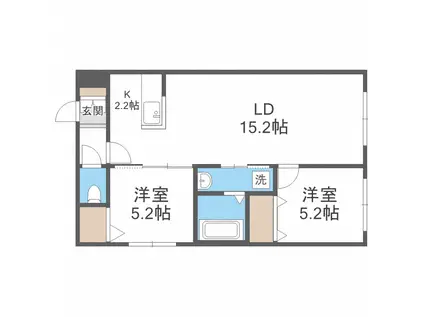 プルミエール山鼻南(2LDK/5階)の間取り写真