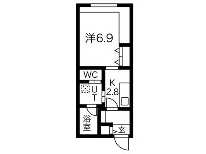 地下鉄東豊線 学園前駅(札幌) 徒歩4分 4階建 築10年(1K/2階)の間取り写真