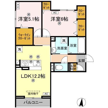 アズールスカイ(2LDK/3階)の間取り写真