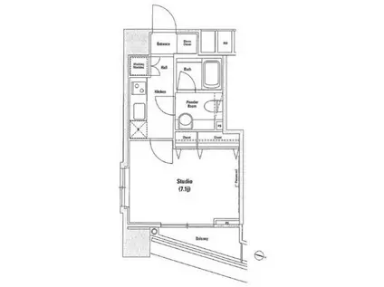 ファーストリアルタワー新宿(1K/6階)の間取り写真