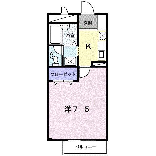 アクシスI(1K/1階)の間取り写真
