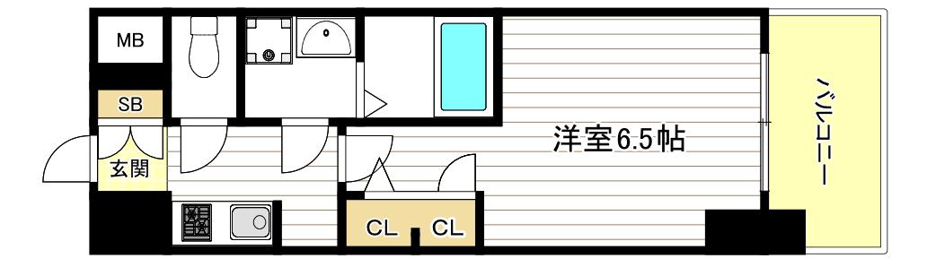 ES-GRANDE長居パークフロント(1K/7階)の間取り写真